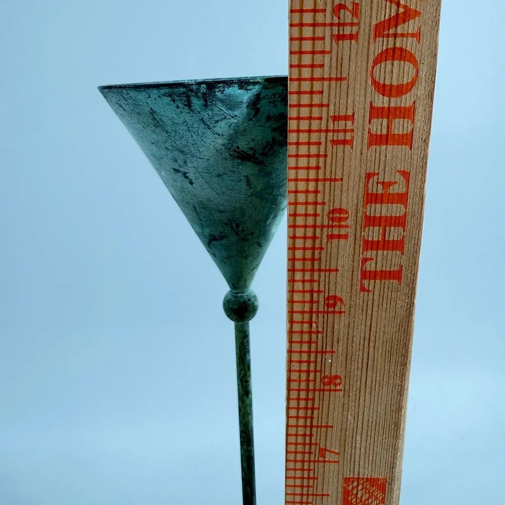 Vtg Verdigris Taper Christian Beaumont Post-Modern Decor Teal Metal Candlesticks